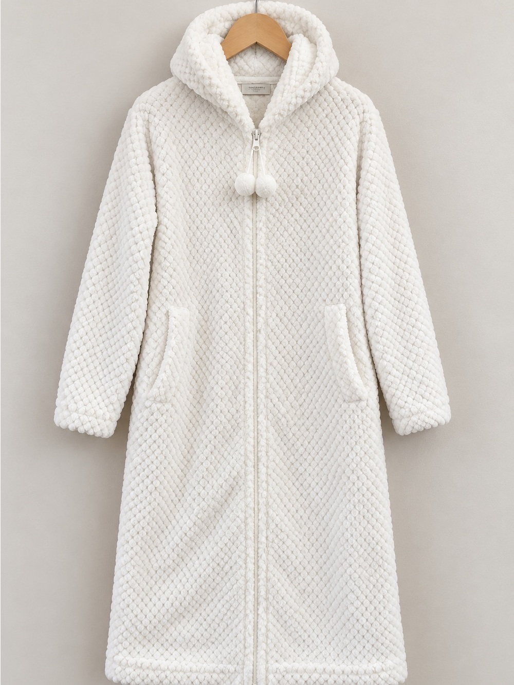 Cozy Hooded Long Teddy Coat in Ivory